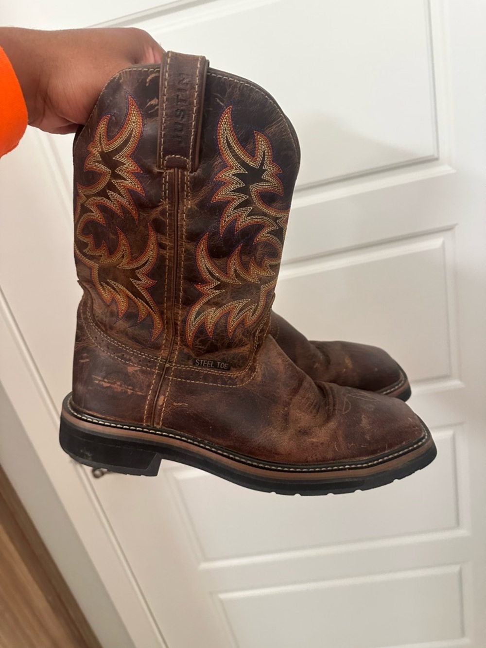 Justin Steel Toe Western Work Boots size 11b
